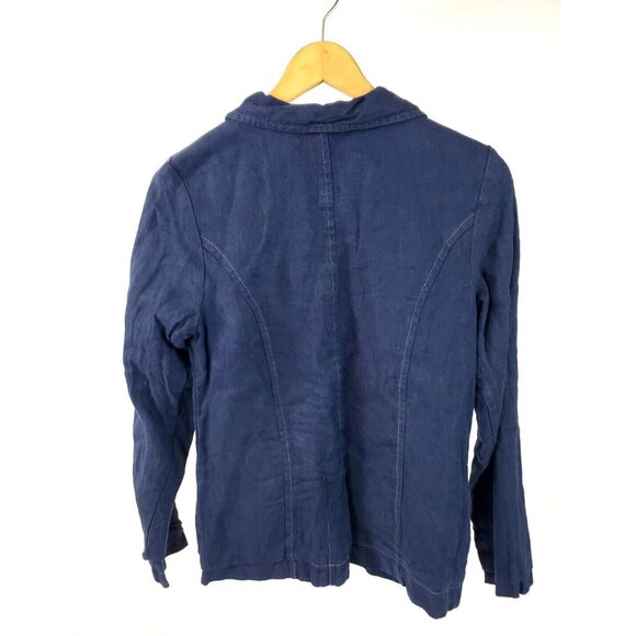 Formidable DAR Women's Navy Blue Linen Handmade Blazer Jacket Shirt Small - Picture 5 of 13